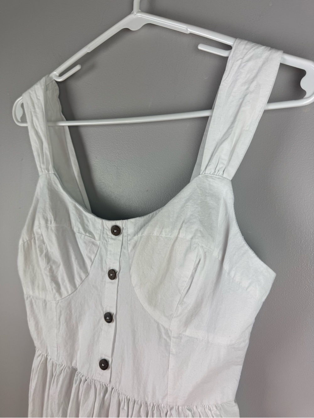 Bailey Blue Women’s White Smocked Tiered Tank Top Mini Dress SZ M Cottagecore